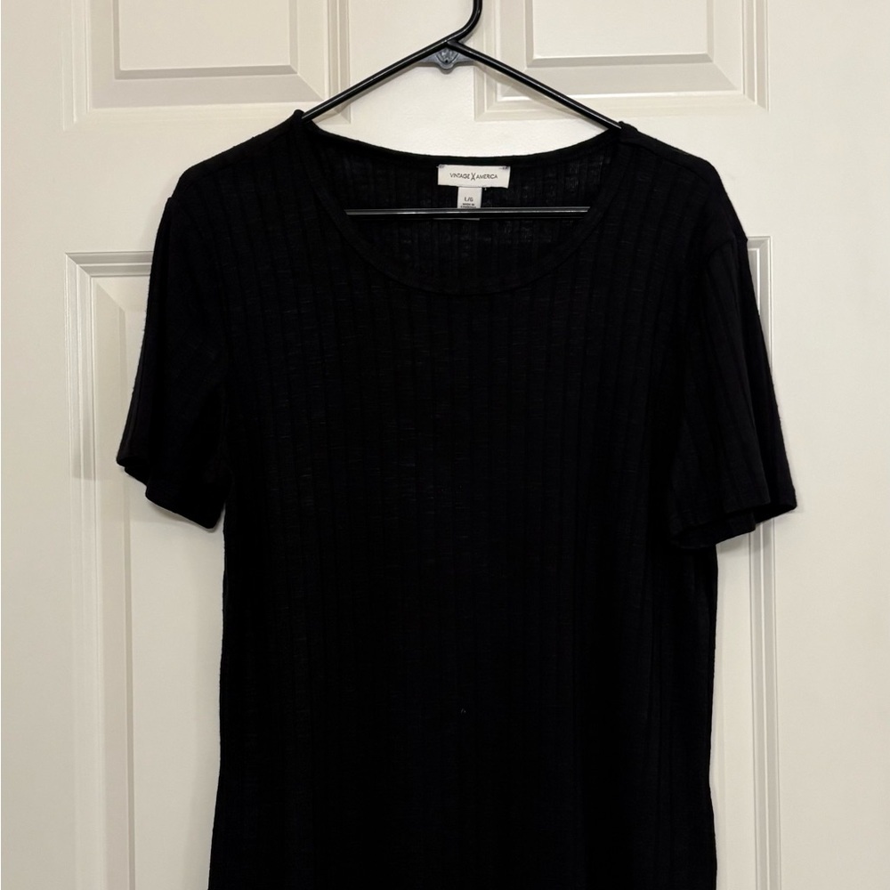 Vintage America Black Short Sleeve Ribbed Tee